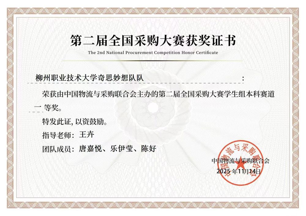 一等奖证书