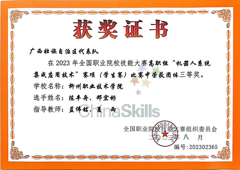 Third Prize in the National Vocational College Skills Competition
